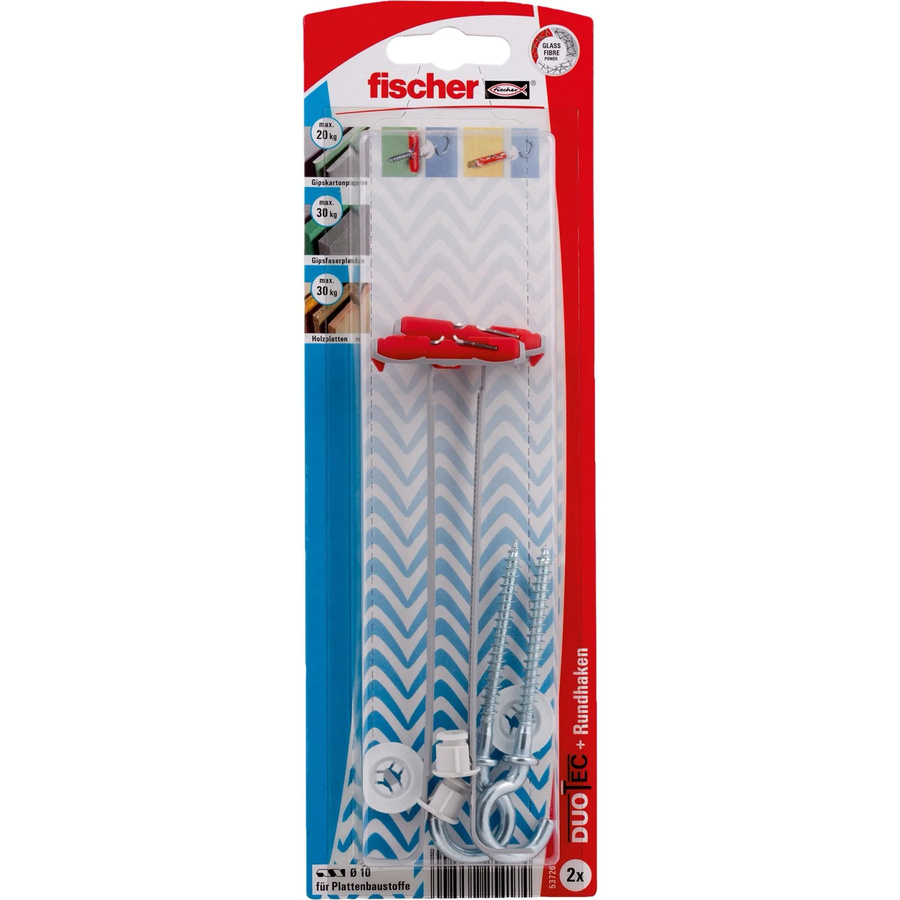 Fischer Kippdübel Duotec 10 S RH mit Rundhaken aus Edelstahl, bunt - Bild 2