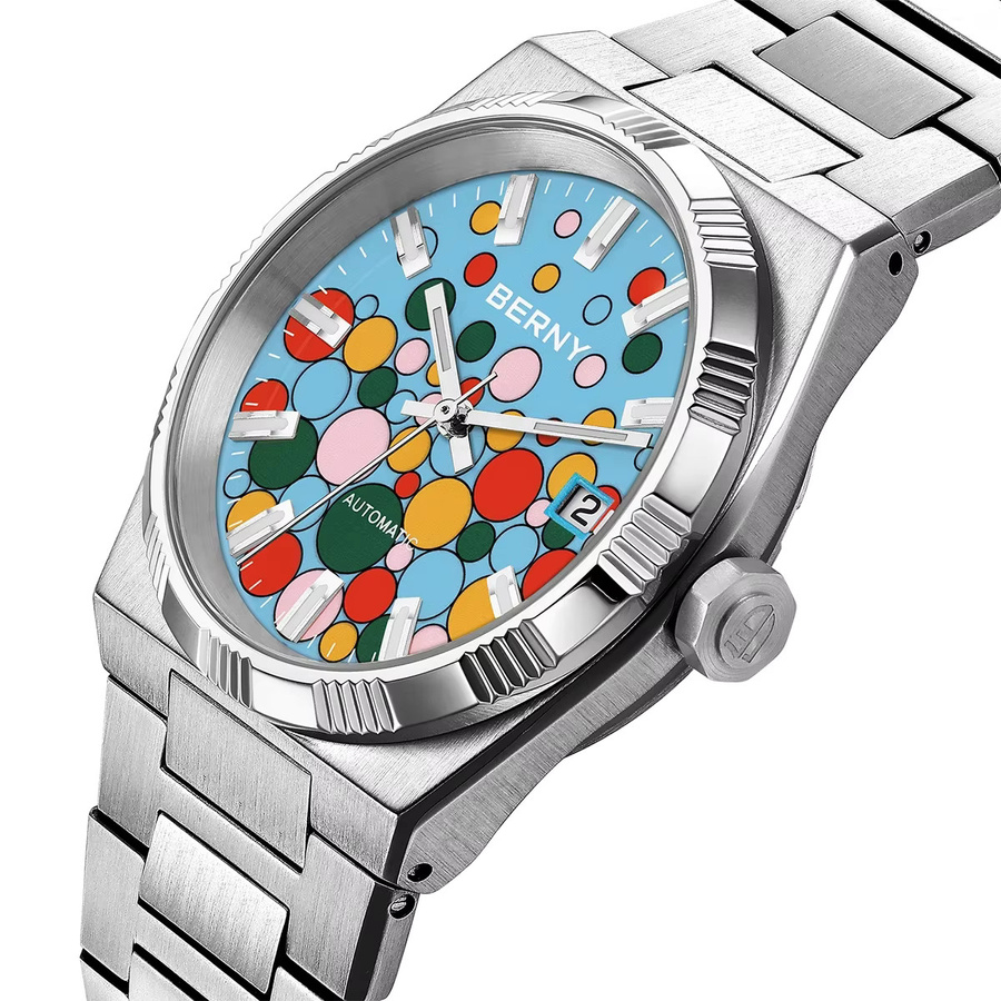 BERNY Armbanduhr Automatik, Edelstahl, Blau, Saphirglas, Herren - Bild 2