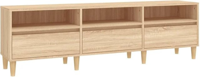vidaXL TV-Schrank Sonoma-Eiche in Braun aus Holzwerkstoff und Eukalyptusholz, B/T/H: 150 x 30 x 44,5 cm - Bild 1
