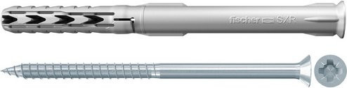 Fischer Langschaftdübel SXR Universal Dübel aus Nylon und Stahl, Farbe: Silber/Grau, Durchmesser: 8 mm, Länge: 100 mm - Bild 2