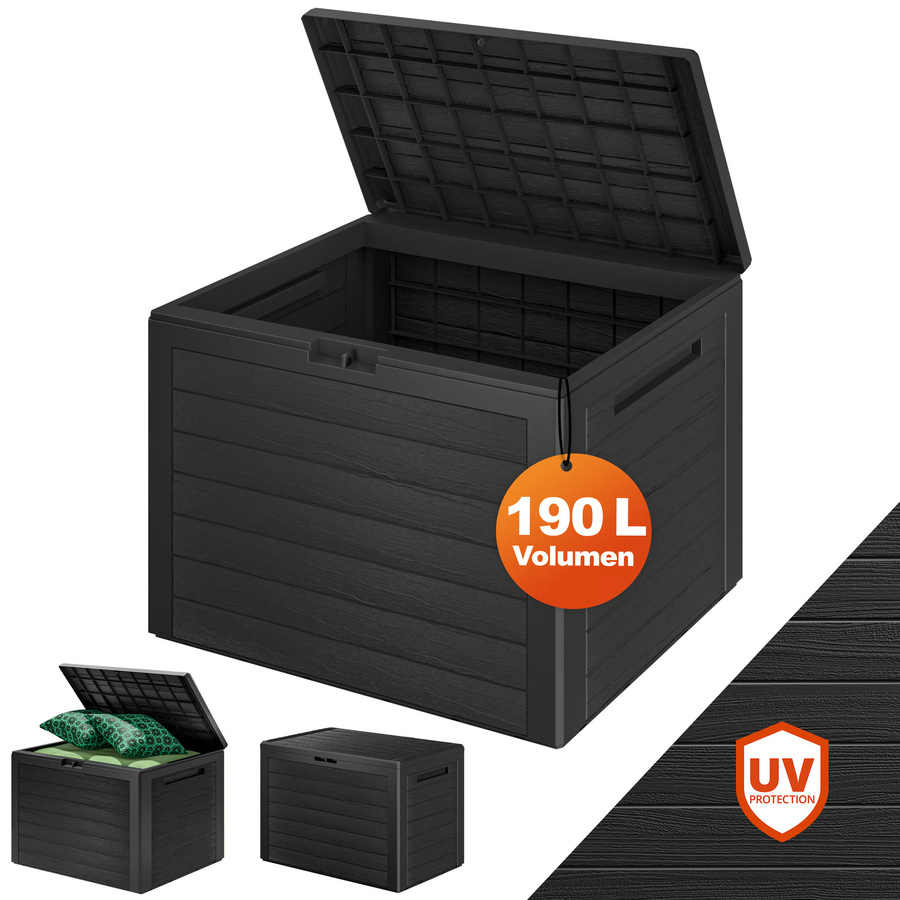 CASARIA Gartenbox Lille 190L Anthrazit in Holzoptik wetterfest und abschließbar - Bild 2