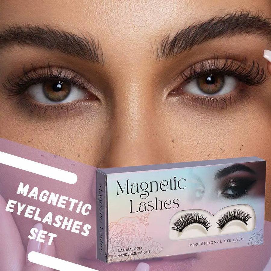 Magnetisches Wimpern Set mit Pinzette, 2 Paar, 3D Faux-Nerz, Natürlich - Bild 3