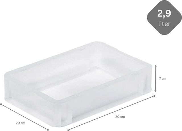 SuperSparSet 20 Stück PROREGAL Eurobehälter BasicLine transparent mit geschlossenem Griff und Klickdeckel, H: 7 cm, B: 20 cm, T: 30 cm - Bild 1