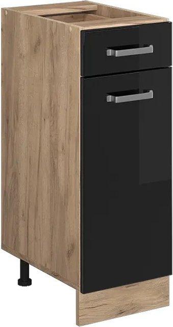 Vicco Küchenunterschrank R-Line Schubunterschrank in Schwarz und Solid Eiche modern, Breite: 30 cm - Bild 2