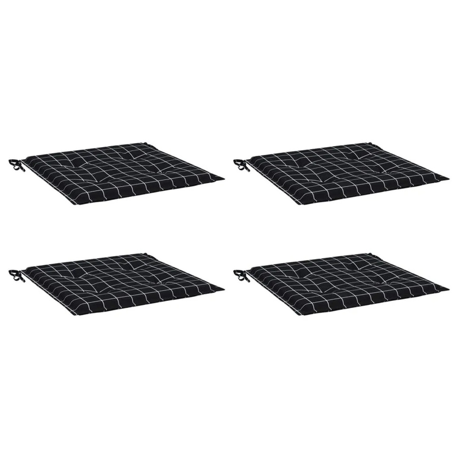 vidaXL Gartenstuhl-Kissen Set 4 Stück Schwarz-weiß Karomuster aus wasserabweisendem Oxford-Gewebe B/B/H: 50 x 50 x 4 cm - Bild 2