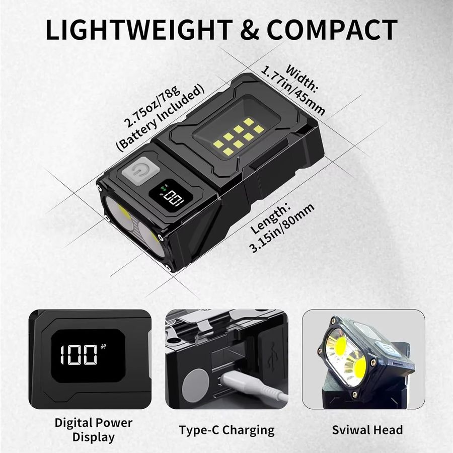 XIWANGFIRE EDC Mini-LED-Taschenlampe, wiederaufladbar und magnetisch, ideal für Wandern, Camping und Notfälle - Bild 6