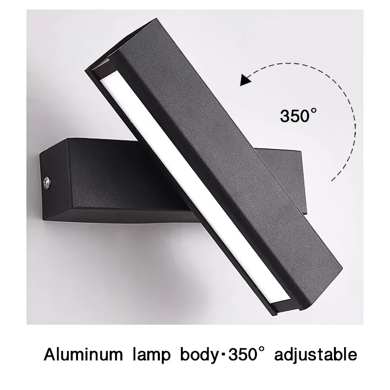 Sanoni Moderne LED Wandleuchte in Schwarz, 350 Grad drehbar und verstellbar für Wohnzimmer, Schlafzimmer und Treppen - Bild 3