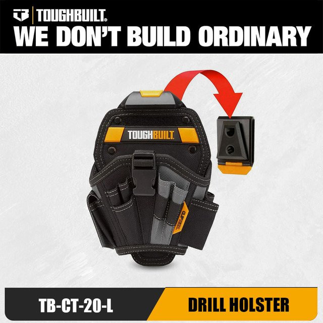 TOUGHBUILT ClipTech Bohrholster in Schwarz, robuste Werkzeugtasche für Elektriker und Zimmerleute - Bild 1