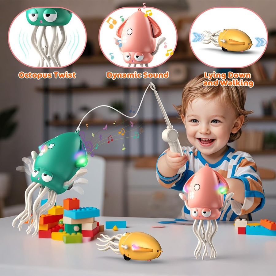 Linyi toy Oktopus Tintenfisch elektrisch grün ab 3 Jahren - Bild 5