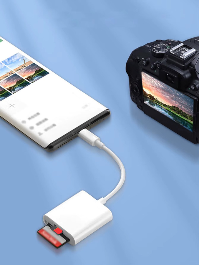 T-WOLF Zwei-in-eins USB-C OTG Kartenleser mit USB 3.0 für SD und TF Karten in Weiß - Bild 4