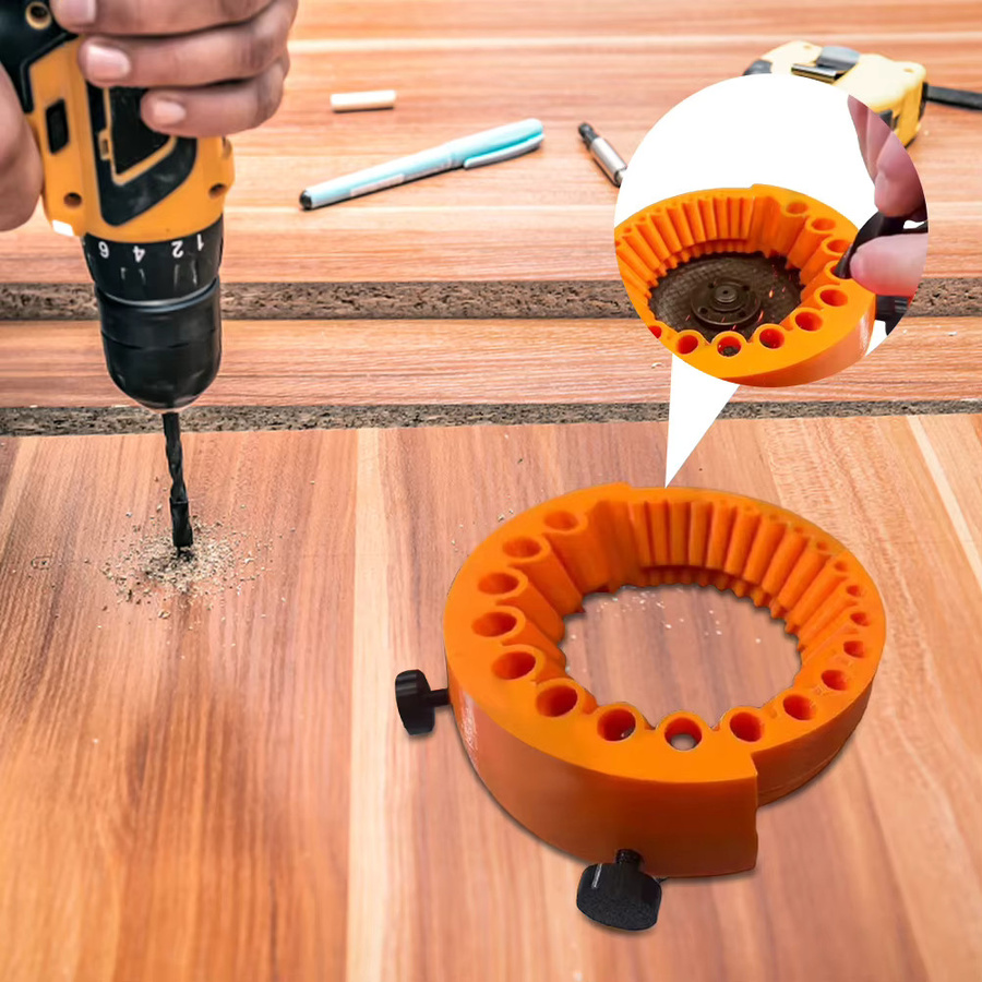 APWIKOGER Bohrerschärfer für 2 bis 13 mm in Orange mit Handschuhen und Winkelbohrer-Funktion als Schleifwerkzeug - Bild 3
