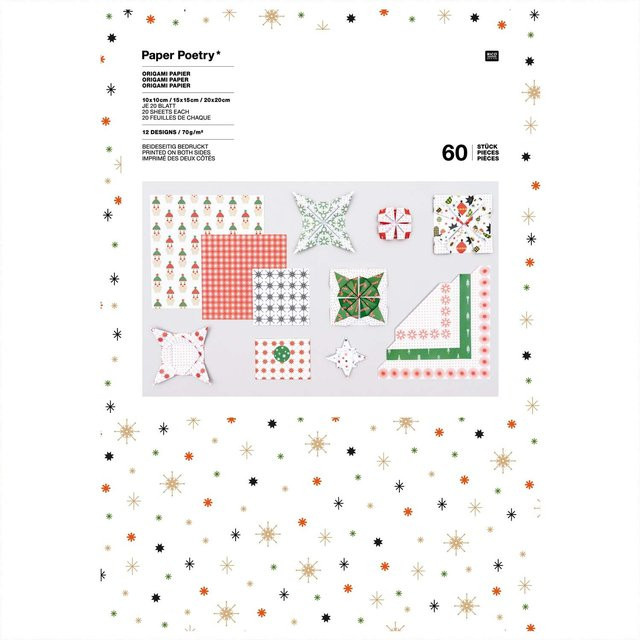 Rico Design Paper Poetry Origami Faltpapier Set Puristic Christmas in Multicolor mit 60 Blatt - Bild 1