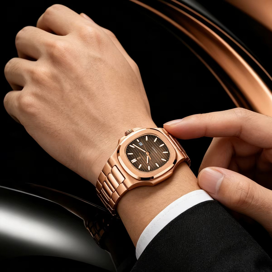 AIMANA Automatik-Armbanduhr, Edelstahl, Roségold, Herren - Bild 5