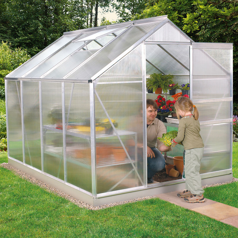 Vitavia Gewächshaus Calypso 5800 aus eloxiertem Aluminium in Silber, 5,8 m², mit 4 mm Hohlkammerplatten - Bild 3