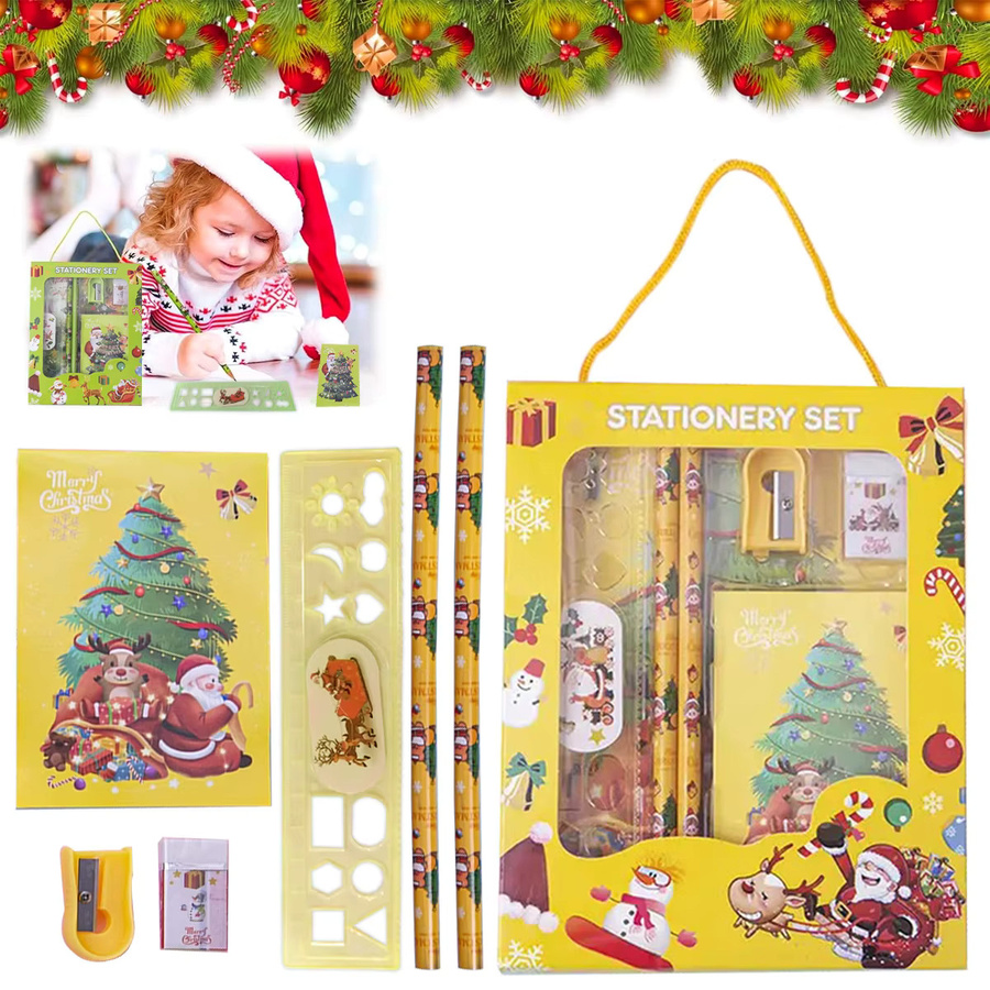 Dot Ding Briefpapier Set in Grün, 6-teiliges Schreibset mit Bleistift und Radiergummi - Bild 2