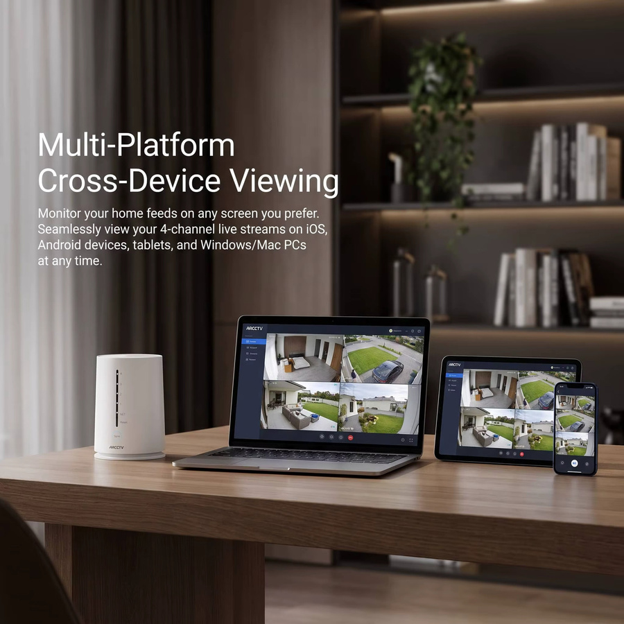 ARCCTV 4MP Solar Wifi Kamera Kit Überwachungssystem mit Humanoiden Erkennung, Sirene, Alarm und Zwei-Wege-Audio in Weiß - Bild 4