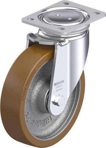 Blickle Lenkrolle LUH-GB 200K in Silber und Braun mit 200 mm Rad-Durchmesser und einer Tragfähigkeit von maximal 1000 kg - Bild 1