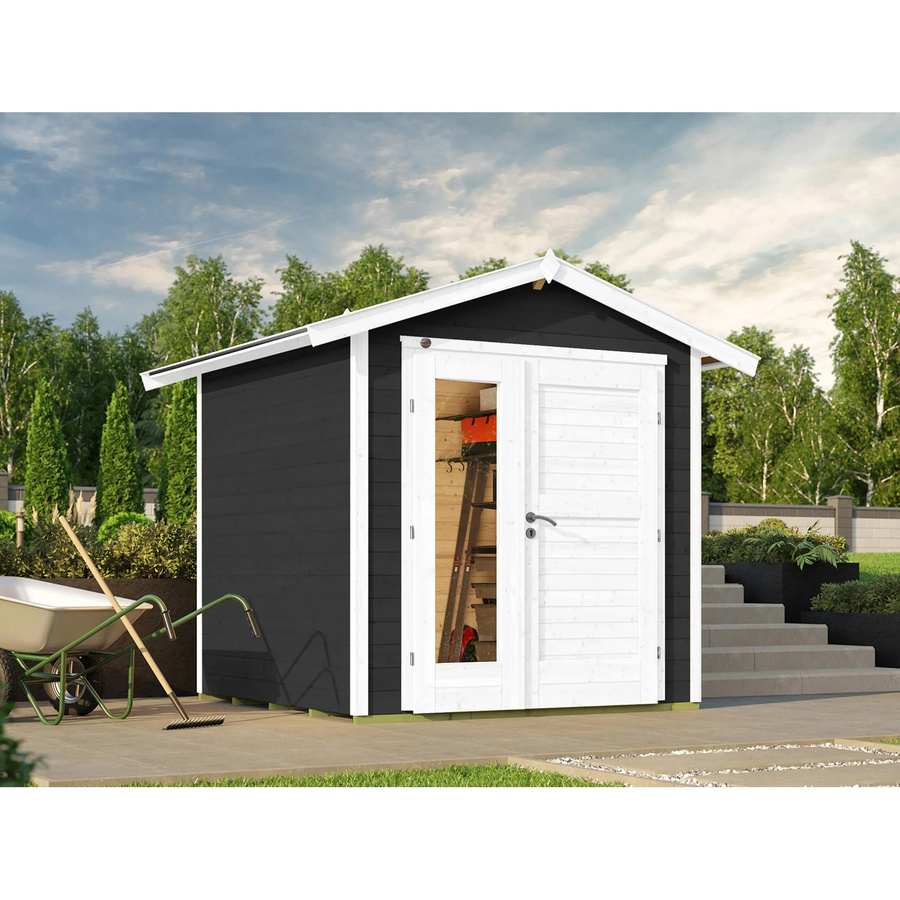 Weka Holz-Gartenhaus 224 A mit Satteldach in Anthrazit und moderner Doppeltür aus Massivholz, B/T/H: 205 x 209 x 205 cm - Bild 2