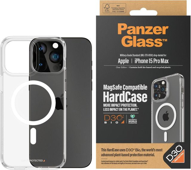 PanzerGlass HardCase MagSafe Schutzhülle für iPhone 15 Pro Max in Transparent - Bild 1