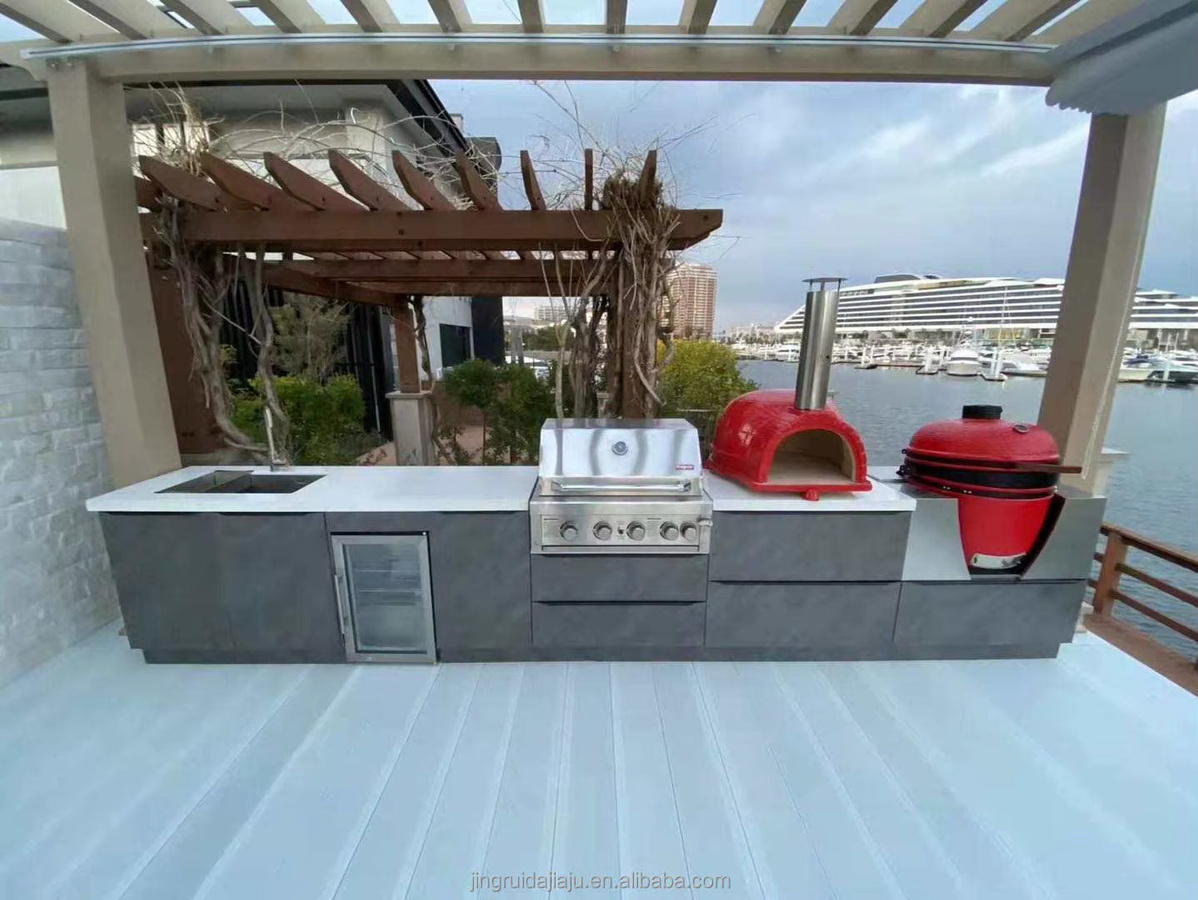 Modularer Outdoor-Schrank aus Edelstahl mit Pizzaofen für deine Außenküche in Orange - Bild 2