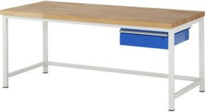 Rau Werkbank 8001A1 höhenverstellbar mit 1 Schublade, B: 200 cm, T: 90 cm, H: 84-104 cm - Bild 1