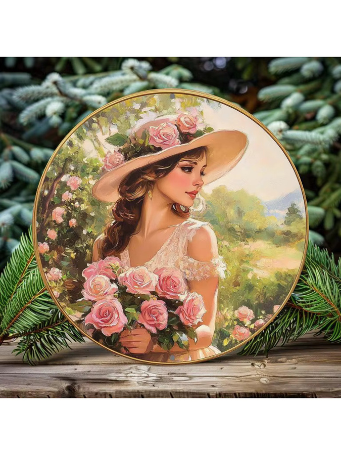 Potdemiel Rundes Metallschild mit floralem Design in Multicolour, Durchmesser: 20 cm - Bild 3