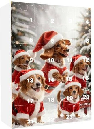Forseed Adventskalender 2025 Dackel in Tasse mit 24 Acryl-Ornamenten, Mehrfarbig - Bild 1