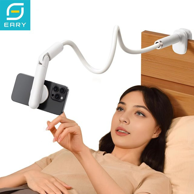 Eary Magnetischer Schwanenhals-Handyhalter für das Bett in Weiß mit flexiblem langen Arm und 360 Grad drehbarer Halterung - Bild 1