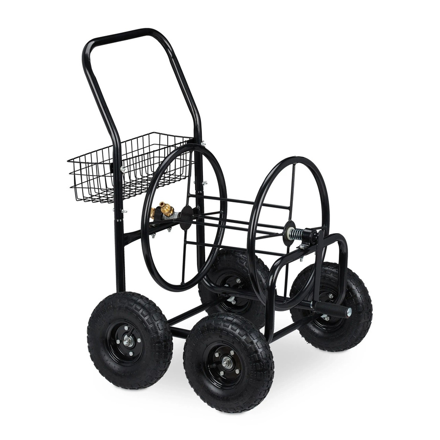 Relaxdays Schlauchwagen aus Metall in Schwarz mit 4 Rädern, B/T/H: 91 x 62 x 80 cm - Bild 2