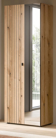 Garderobenschrank Loreno in Eiche mit Spiegel, Farbe Braun, B: 70 cm, T: 37 cm, H: 192 cm