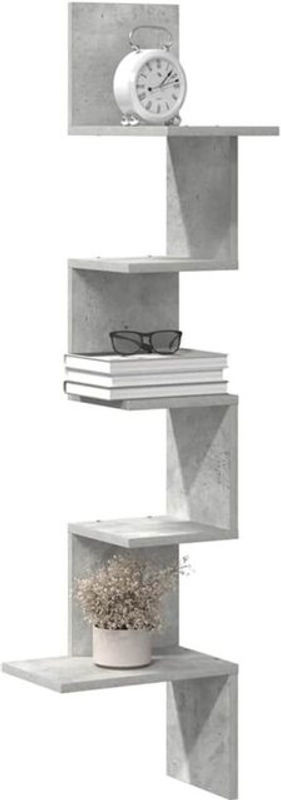 Vidaxl Wand-Eckregal in Grau aus Holzwerkstoff, Modernes Design, B/T/H: 32 x 32 x 127,5 cm - Bild 1