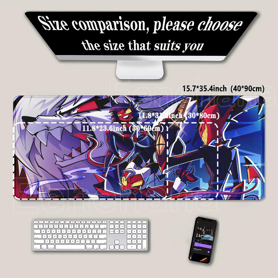 Eenehana Anime Helluva Boss XXL Gaming-Mauspad Schreibtischunterlage Multicolor B/T: 90 x 40 cm - Bild 2