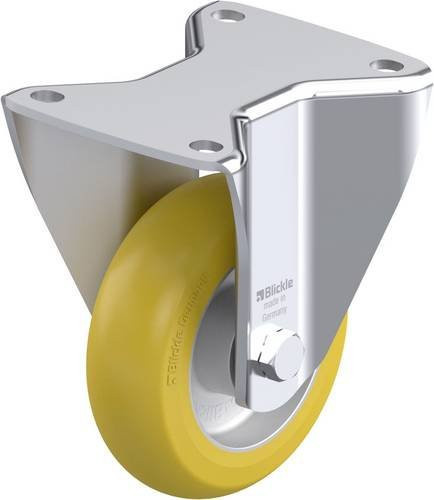 Blickle Stahlblech-Bockrolle BH-ALTH 125K-3-CO in Silber und Gelb mit 125 mm Rad-Durchmesser und 550 kg Tragfähigkeit - Bild 1