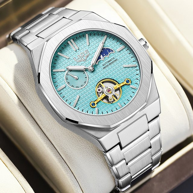 LIGE Armbanduhr Automatik, Edelstahl, Silber, Herren - Bild 1