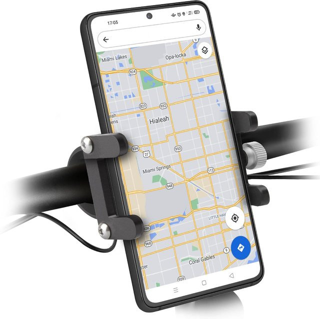 SBS Aluminium-Handyhalterung für Fahrrad und Roller in Schwarz für Smartphones bis 6,7 Zoll - Bild 1