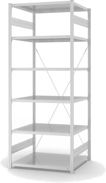 PROREGAL Lebensmittel Fachbodenregal Stecksystem mit T-Profil in Weiß, H x B x T: 250 x 100 x 80 cm, 6 Ebenen, Fachlast 130 kg - Bild 1