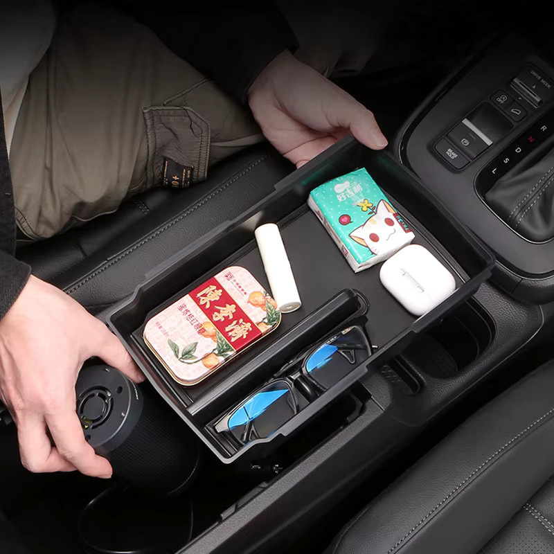 YaLumei Armlehnen-Organizer für Honda CR-V 6. Generation 2023-2025 mit Telefonhalterung und Ablagebox, Schwarz - Bild 2