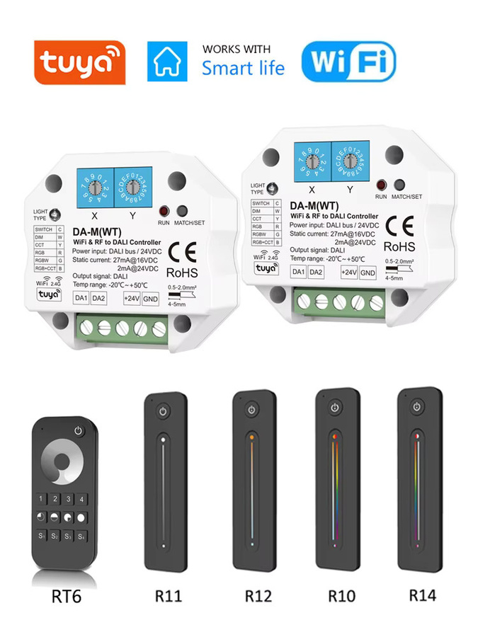 CENFAYA Tuya WiFi RF DALI Konverter Dimmer Controller für RGBW LED Streifen mit 2,4G Fernbedienung und Smart Life App Steuerung für Alexa und Google Assistant - Bild 2