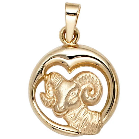 Colfem Anhänger Sternzeichen Widder, 375 Gelbgold, matt, Unisex - Bild 1