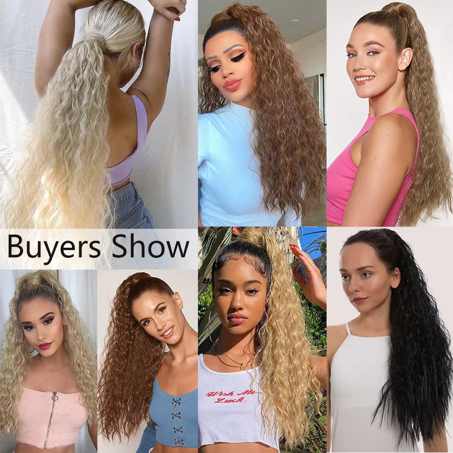 LANSA Pferdeschwanz Haarverlängerung, synthetisch, lang, lockig, schwarzbraun, Damen - Bild 5