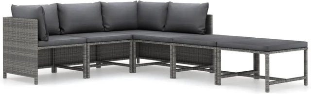 vidaXL 6-tlg Garten-Lounge-Set Modell 8 aus Poly Rattan mit Kissen in Grau/Anthrazit - Bild 1