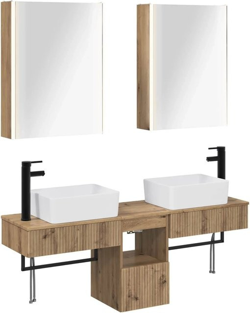 vidaXL Badezimmerschrank-Set 5-teilig in Artisan-Eiche, modern, braun, B/T/H: 53 x 15,5 x 70 cm - Bild 1