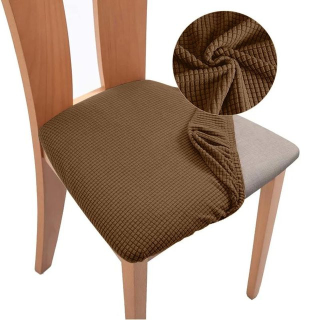 Yiran bag Stretch-Jacquard-Stuhlsitzbezug für Esszimmerstühle, braun, wasserabweisend und waschbar - Bild 1