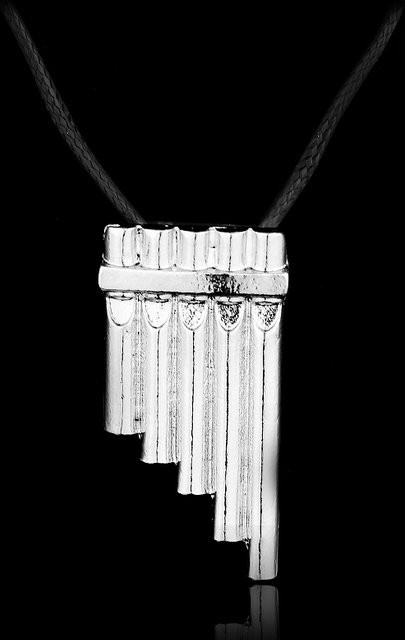 Bandai Halskette mit Anhänger, Panflöte, Silber, Unisex - Bild 1