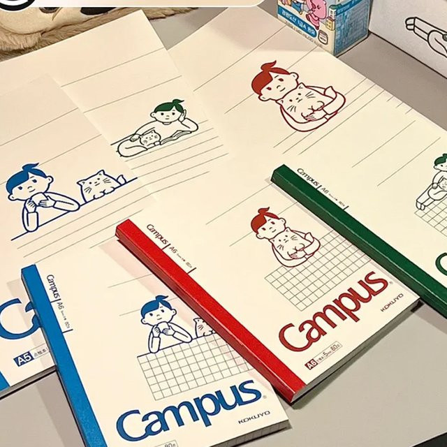 3er Set KOKUYO & Noritake Campus Notizbücher mit Cartoon-Einband, gepunktetes Papier, Softcover, Multicolor - Bild 1