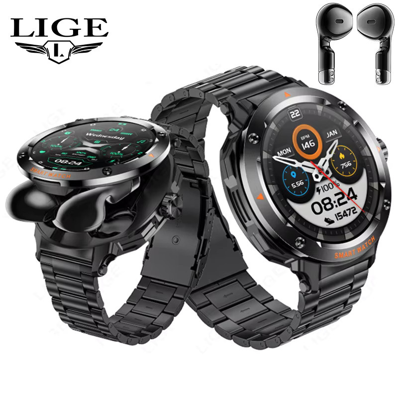 LIGE Smartwatch, Edelstahl, Schwarz, Herren - Bild 7