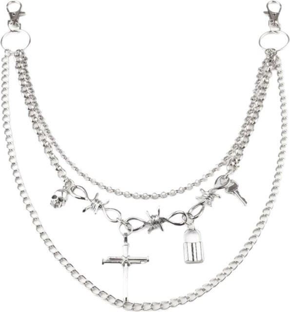 The Speed Star Hosenkette, Metall, Weiß, Unisex - Bild 1