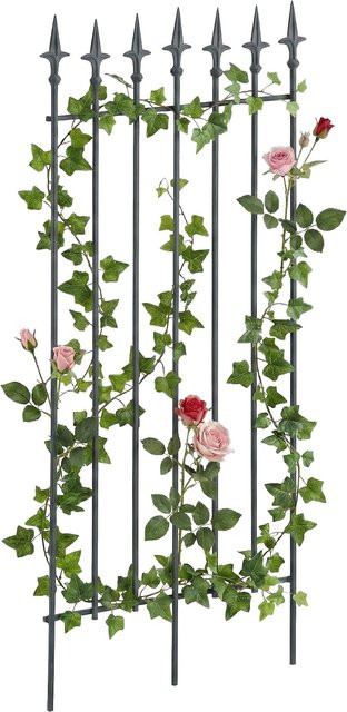 CLP Rankgitter Elisa aus Metall in Schwarz, stabile Kletterhilfe für Rosen und Efeu, Pflanzgitter im Jugendstil für den Garten, B: 100 cm, H: 50 cm - Bild 1