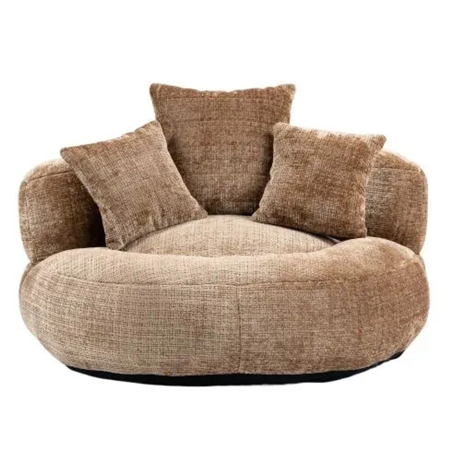 PXloue Sitzsack Sofa aus Chenille in Braun mit 3 Kissen für Erwachsene und Kinder - Bild 2