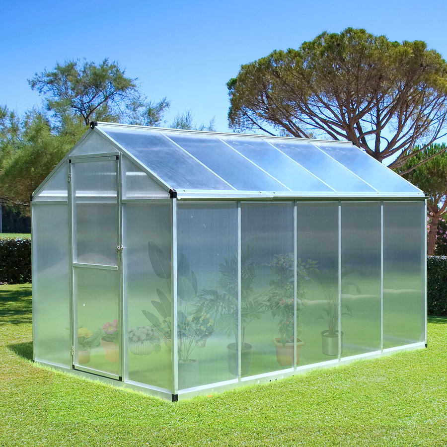 Outsunny Gewächshaus aus Aluminium und Polycarbonat mit Fundament und Lüftungsfenster B: 300 cm, T: 200 cm, H: 195 cm - Bild 2